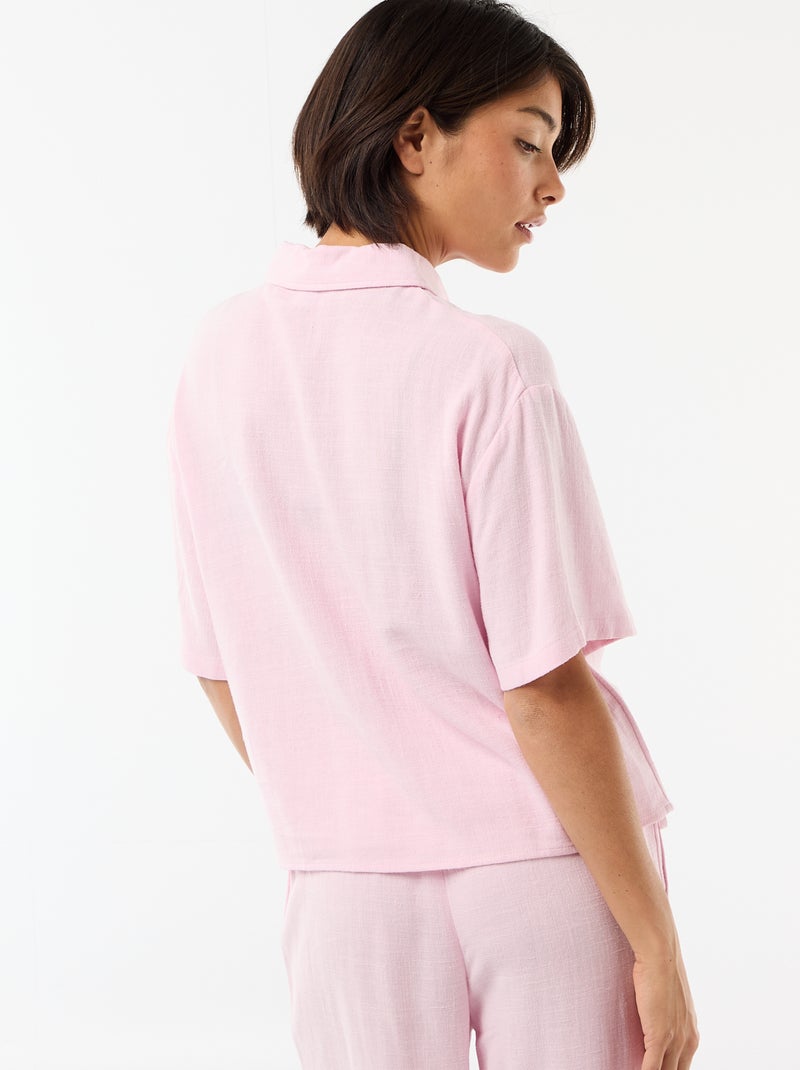 Camicia tinta unita a maniche corte Rosa - Kiabi