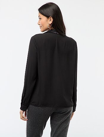 Camicia tinta unita con colletto paillettato