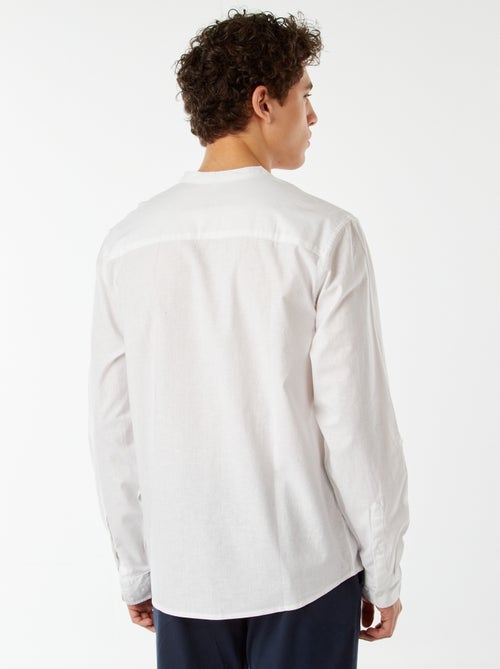 Camicia tinta unita con collo alla coreana e maniche arrotolabili - Kiabi