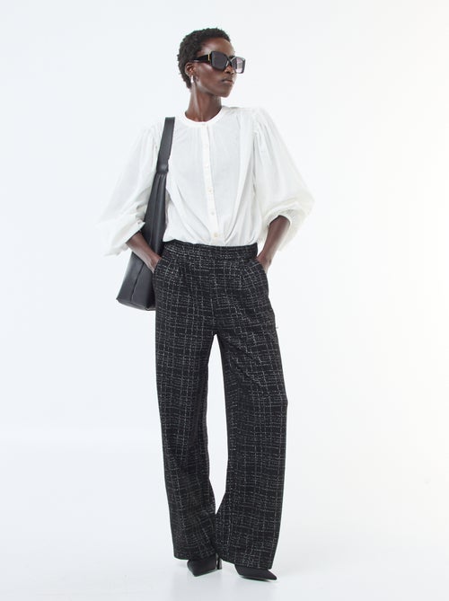 Camicia tinta unita con maniche lunghe a sbuffo - Kiabi