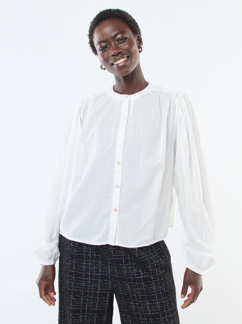 Camicia tinta unita con maniche lunghe a sbuffo - Kiabi