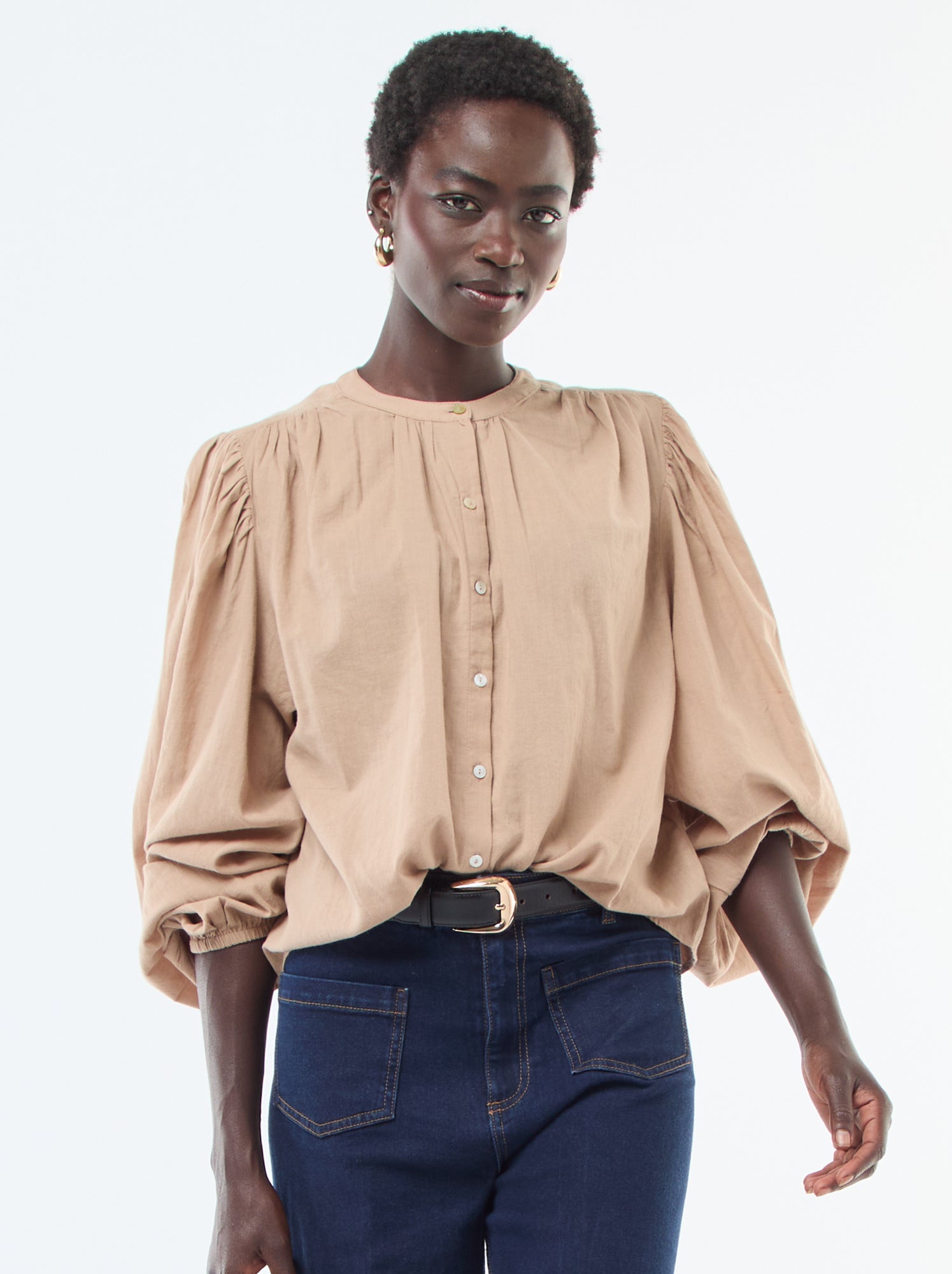 Top A Collo Alto Con Maniche A Sbuffo Aware - Jersey Morbido, Vestibilità Comoda, Taglie Forti Disponibili