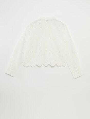 Camicia tinta unita con ricami in sangallo 'JDY'