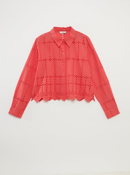 Camicia tinta unita con ricami in sangallo 'JDY' - Kiabi