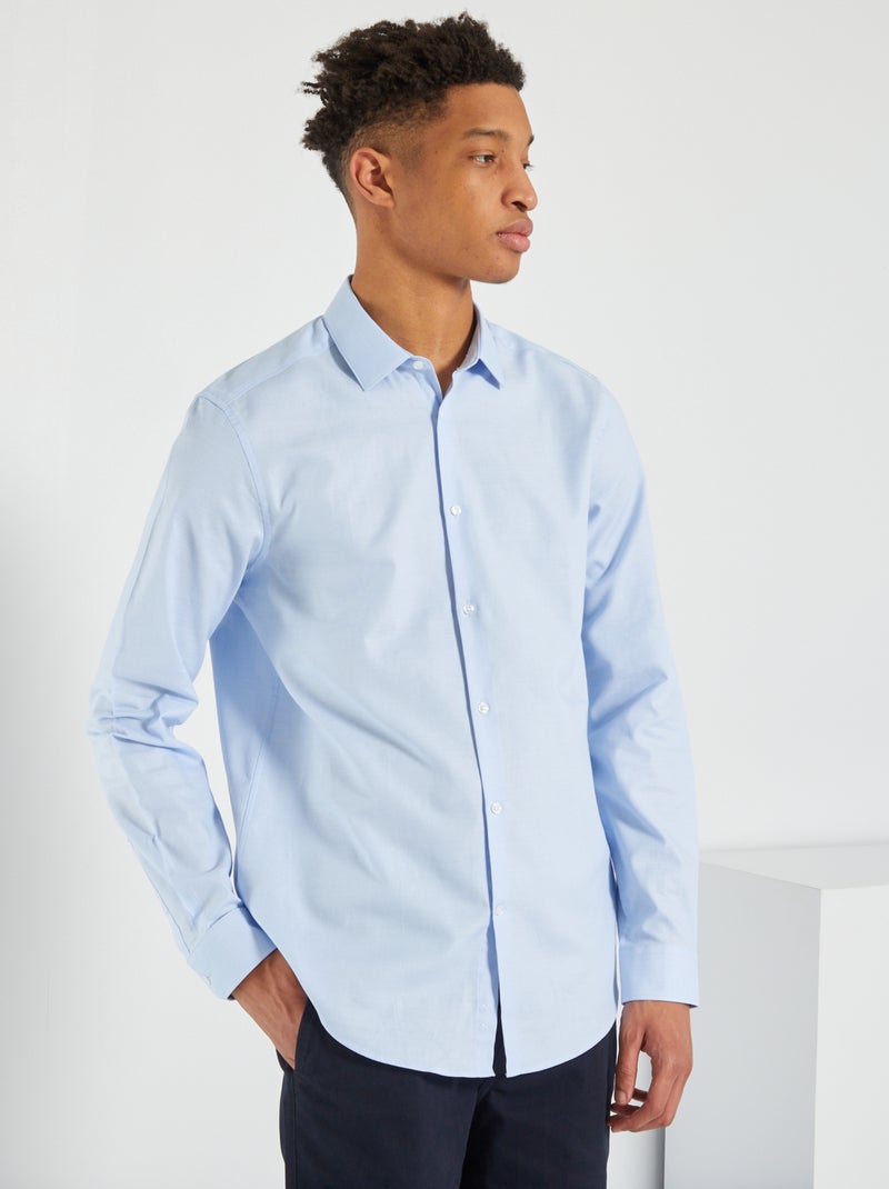 Camicia tinta unita in cotone +190 cm grigio blu - Kiabi