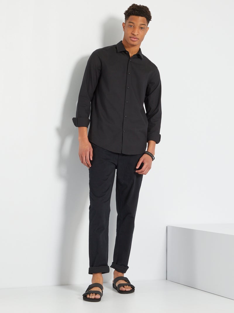 Camicia tinta unita in cotone +190 cm Nero - Kiabi