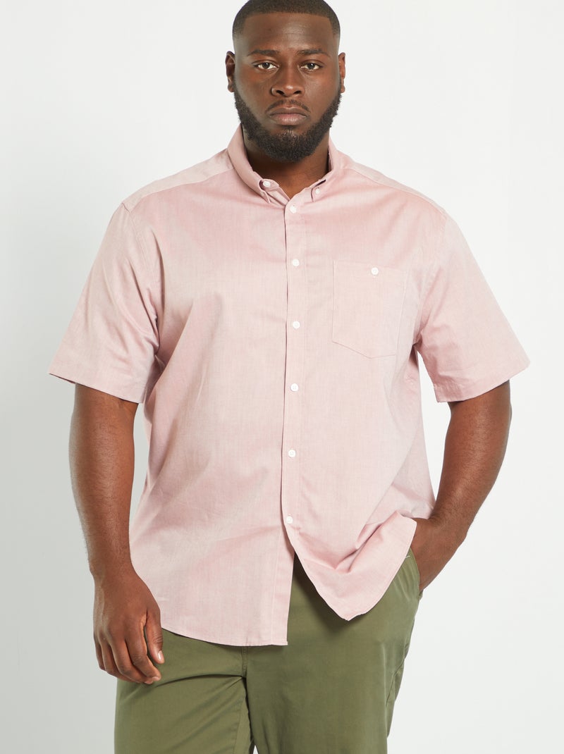 Camicia tinta unita in cotone ROSA - Kiabi