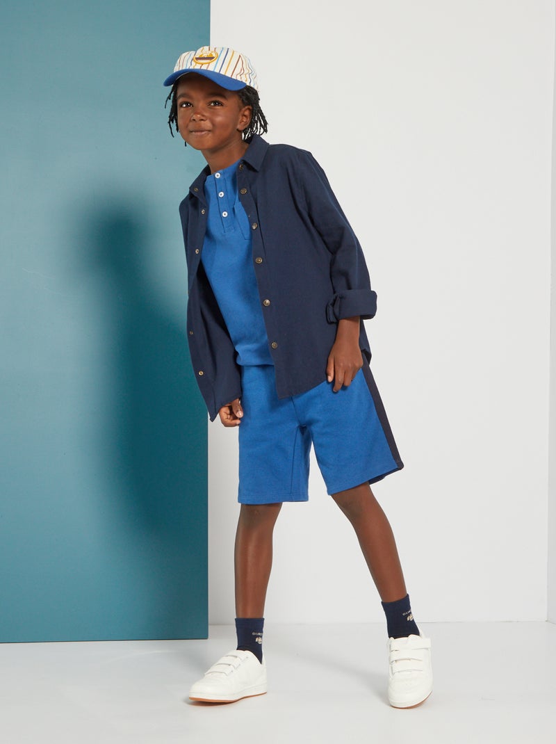 Camicia tinta unita in flanella blu - Kiabi