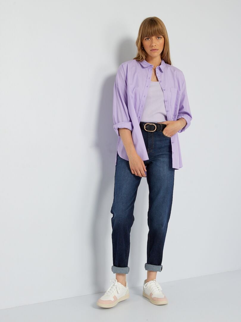Camicia tinta unita in popeline VIOLA - Kiabi