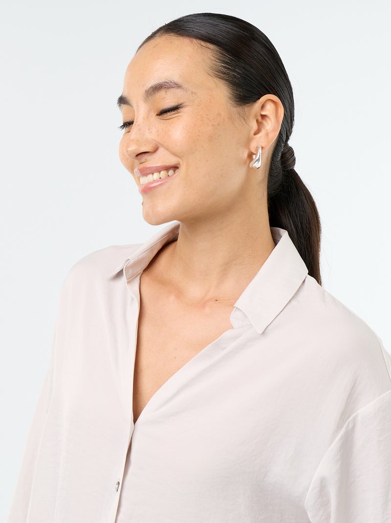 Camicia tinta unita in raso Grigio - Kiabi