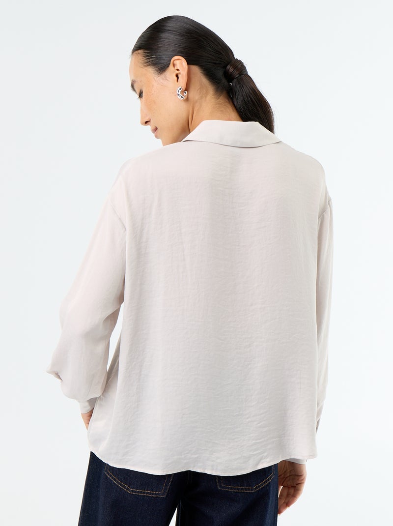 Camicia tinta unita in raso Grigio - Kiabi