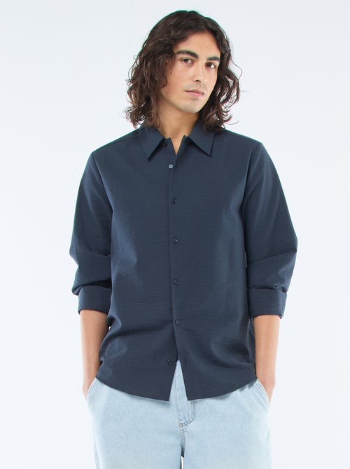 Camicia tinta unita in tessuto goffrato - Kiabi