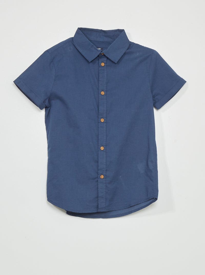 Camicia tinta unita in voile di cotone blu - Kiabi
