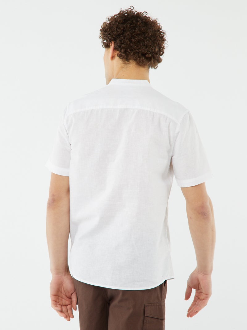 Camicia tinta unita maniche corte collo alla coreana bianco - Kiabi