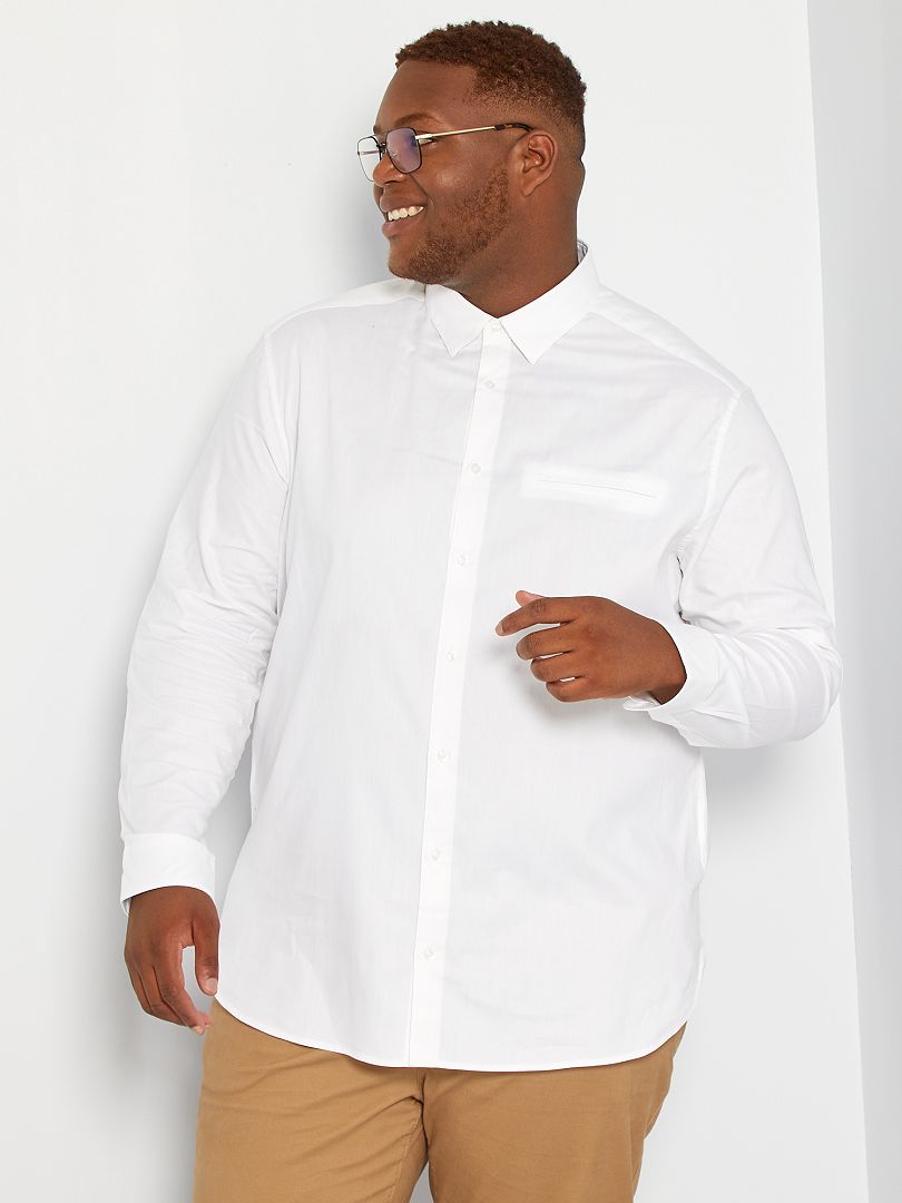Camicia tinta unita puro cotone Bianco - Kiabi