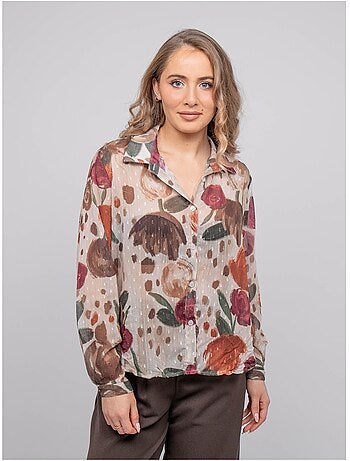 Camicia trasparente con stampa floreale oxelia