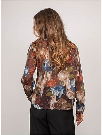 Camicia trasparente con stampa floreale oxelia