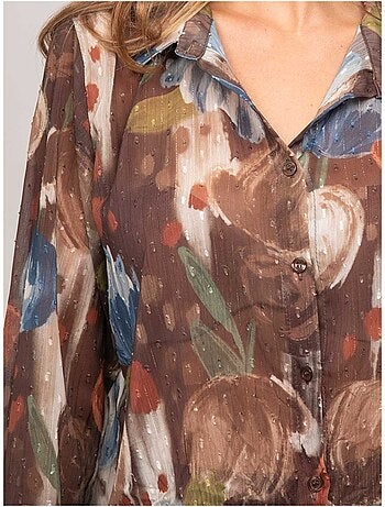 Camicia trasparente con stampa floreale oxelia