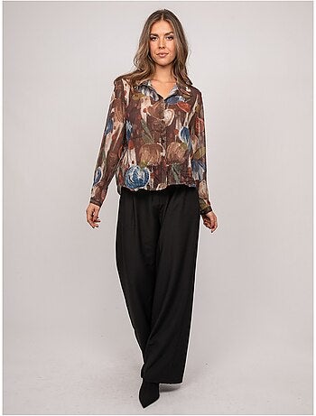 Camicia trasparente con stampa floreale oxelia