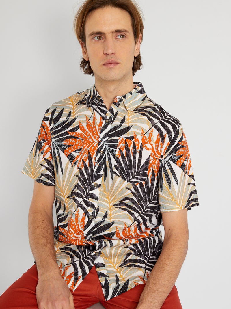 Camicia 'tropical' a maniche corte ROSSO - Kiabi