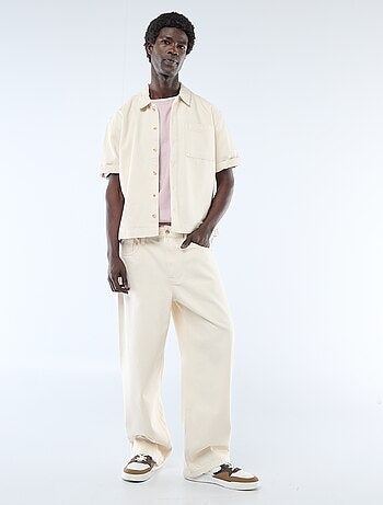 Camicia unita in denim a maniche corte