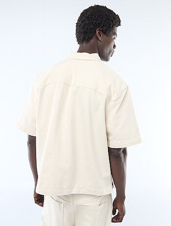 Camicia unita in denim a maniche corte