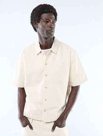 Camicia unita in denim a maniche corte