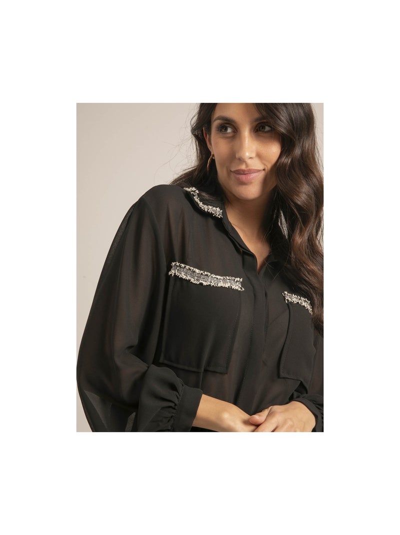 Camicia voile OLLIE Nero - Kiabi