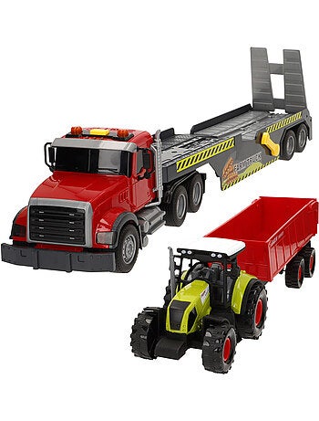 Camion da trasporto agricolo con luci e suoni 1:14 + trattore e rimorchio speed & go