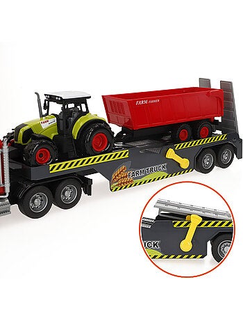 Camion da trasporto agricolo con luci e suoni 1:14 + trattore e rimorchio speed & go
