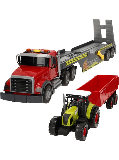 Camion da trasporto agricolo con luci e suoni 1:14 + trattore e rimorchio speed & go - Kiabi Camion da trasporto agricolo con luci e suoni 1:14 + trattore e rimorchio speed & go - Kiabi