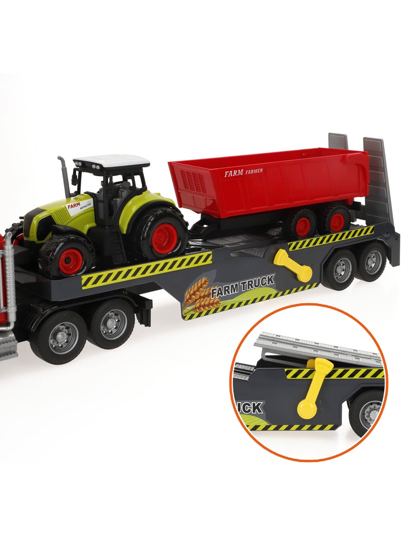 Camion da trasporto agricolo con luci e suoni 1:14 + trattore e rimorchio speed & go N/D - Kiabi