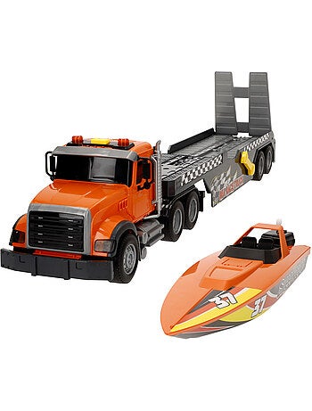 Camion da trasporto con luci e suoni 1:14 + barca giocattolo speed & go