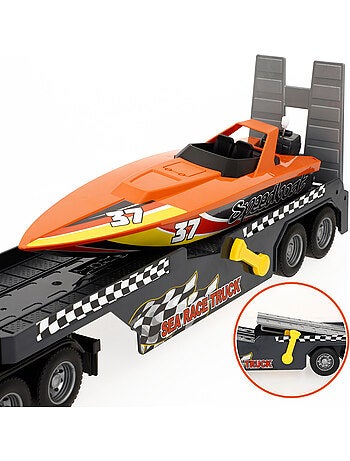 Camion da trasporto con luci e suoni 1:14 + barca giocattolo speed & go