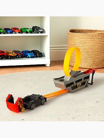 Camion lanciatore di auto con binario ad anello e auto in metallo teamsterz