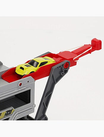 Camion lanciatore di auto con binario ad anello e auto in metallo teamsterz