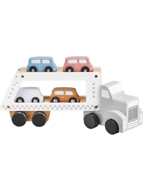 Camion trasportatore di auto in legno giocattolo educativo 4 auto - Kiabi