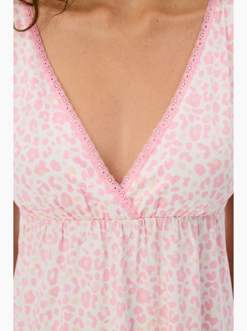 Camisola leopard in pizzo penti Bianco Rosa - Kiabi