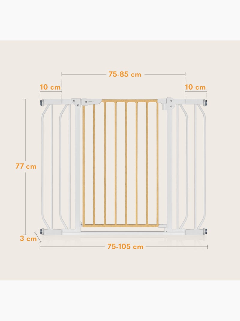 Cancelletto di sicurezza per bambini LIONELO Truus Slim - 75-105 cm - Montaggio a pressione - Non ri Bianco Marrone - Kiabi
