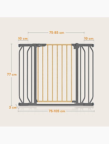 Cancelletto di sicurezza per bambini LIONELO Truus Slim - 75-105 cm - Montaggio a pressione - Non ri