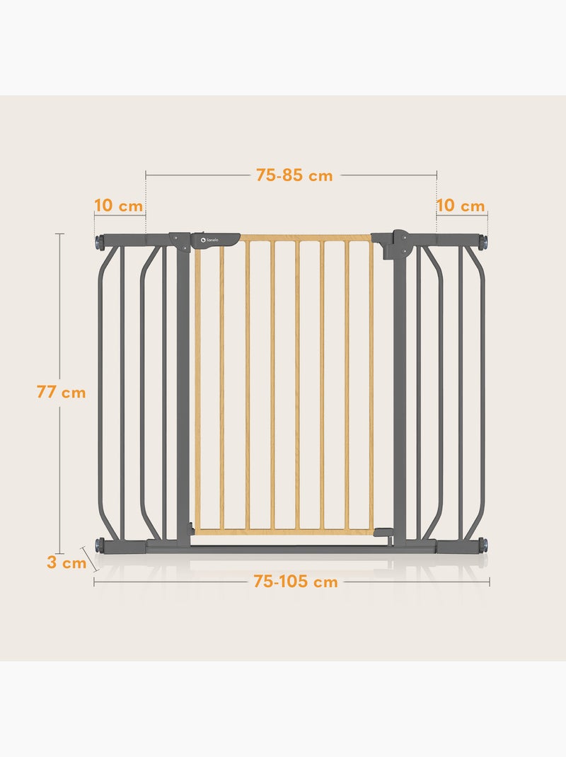Cancelletto di sicurezza per bambini LIONELO Truus Slim - 75-105 cm - Montaggio a pressione - Non ri Grigio marrone - Kiabi