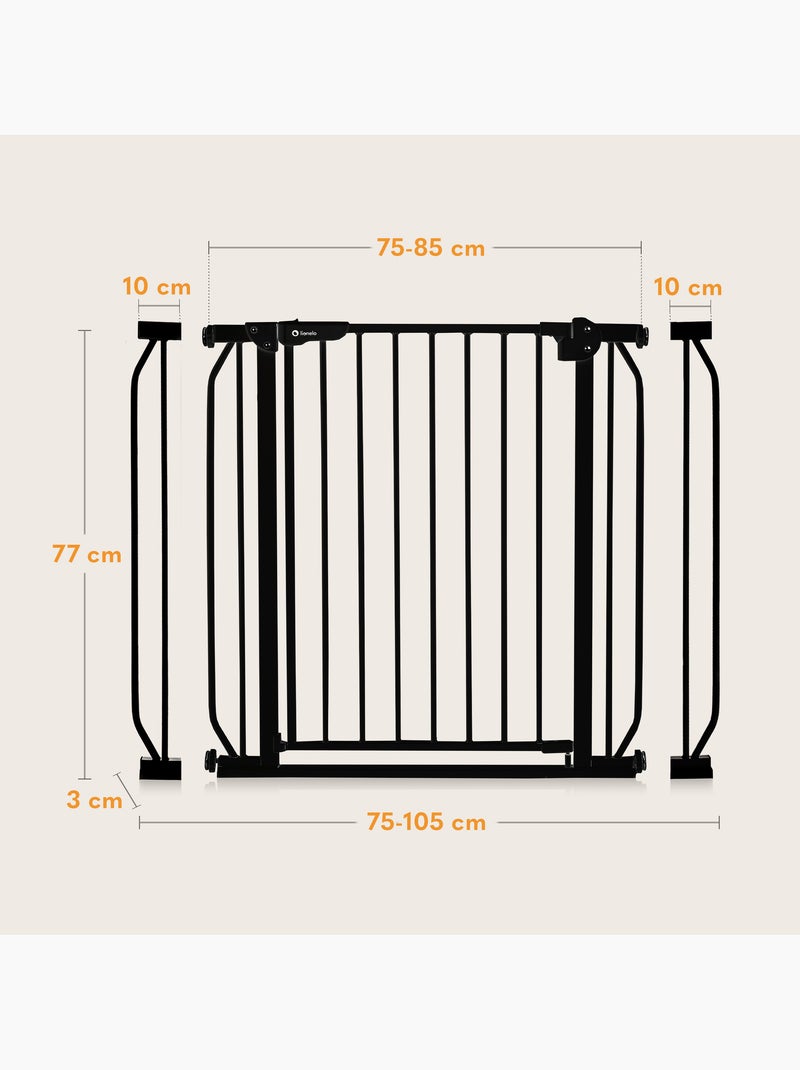 Cancelletto di sicurezza per bambini LIONELO Truus Slim - 75-105 cm - Montaggio a pressione - Non ri Nero - Kiabi