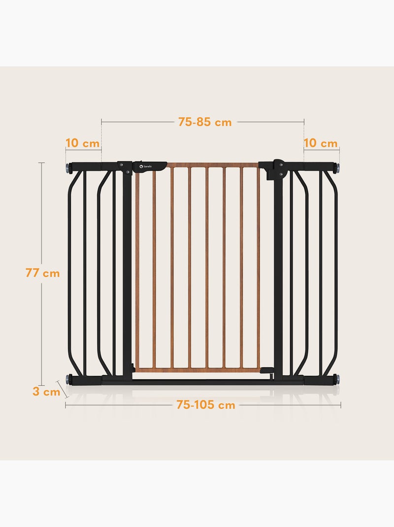 Cancelletto di sicurezza per bambini LIONELO Truus Slim - 75-105 cm - Montaggio a pressione - Non ri Nero Marrone - Kiabi
