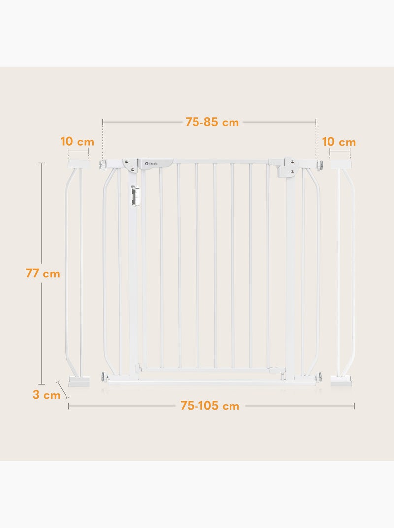 Cancelletto di sicurezza per bambini LIONELO Truus Slim LED - 75-105 cm - Montaggio a pressione Bianco Bianco - Kiabi