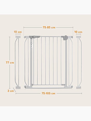 Cancelletto di sicurezza per bambini LIONELO Truus Slim LED - 75-105 cm - Montaggio a pressione