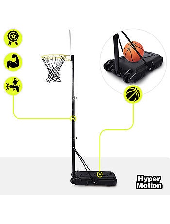 Canestro basket bambini regolabile 165-215 cm autoportante pannello 73x49 HyperMotion