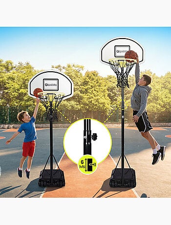 Canestro basket bambini regolabile 165-215 cm autoportante pannello 73x49 HyperMotion