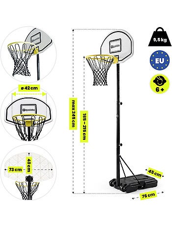 Canestro basket bambini regolabile 165-215 cm autoportante pannello 73x49 HyperMotion