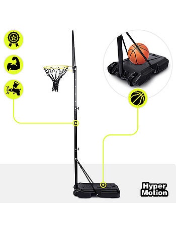 Canestro basket bambini regolabile 165-215 cm autoportante pannello 82x58 HyperMotion