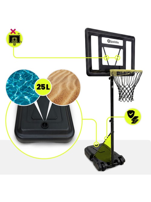 Canestro basket bambini regolabile 165-215 cm autoportante pannello 82x58 HyperMotion - Kiabi